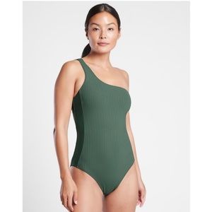 NWT Athleta Rib Asym One Piece | Amazon Green